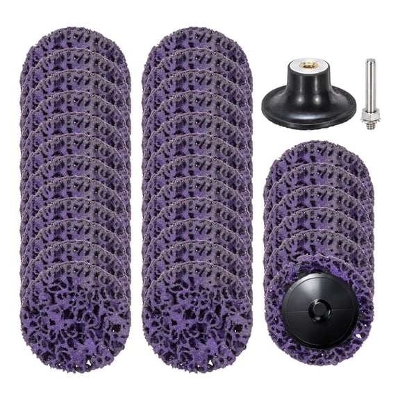 Uxcell 30 Pcs Diamond Die Grinder Sanding Disc 2", Coarse Grit Roll Lock Quick Change Easy Stripping Discs with Round 1/4" Pad Holder for Rust Paint Stripper Oxidation Removal, Purple