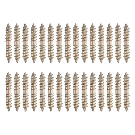 Uxcell 30 Pcs Double Ended Screws, M5 x 30 mm Carbon Steel Hanger Bolts, Self-Tapping Wood Dowel Screws for Wood Joint Furniture, Color Zinc
