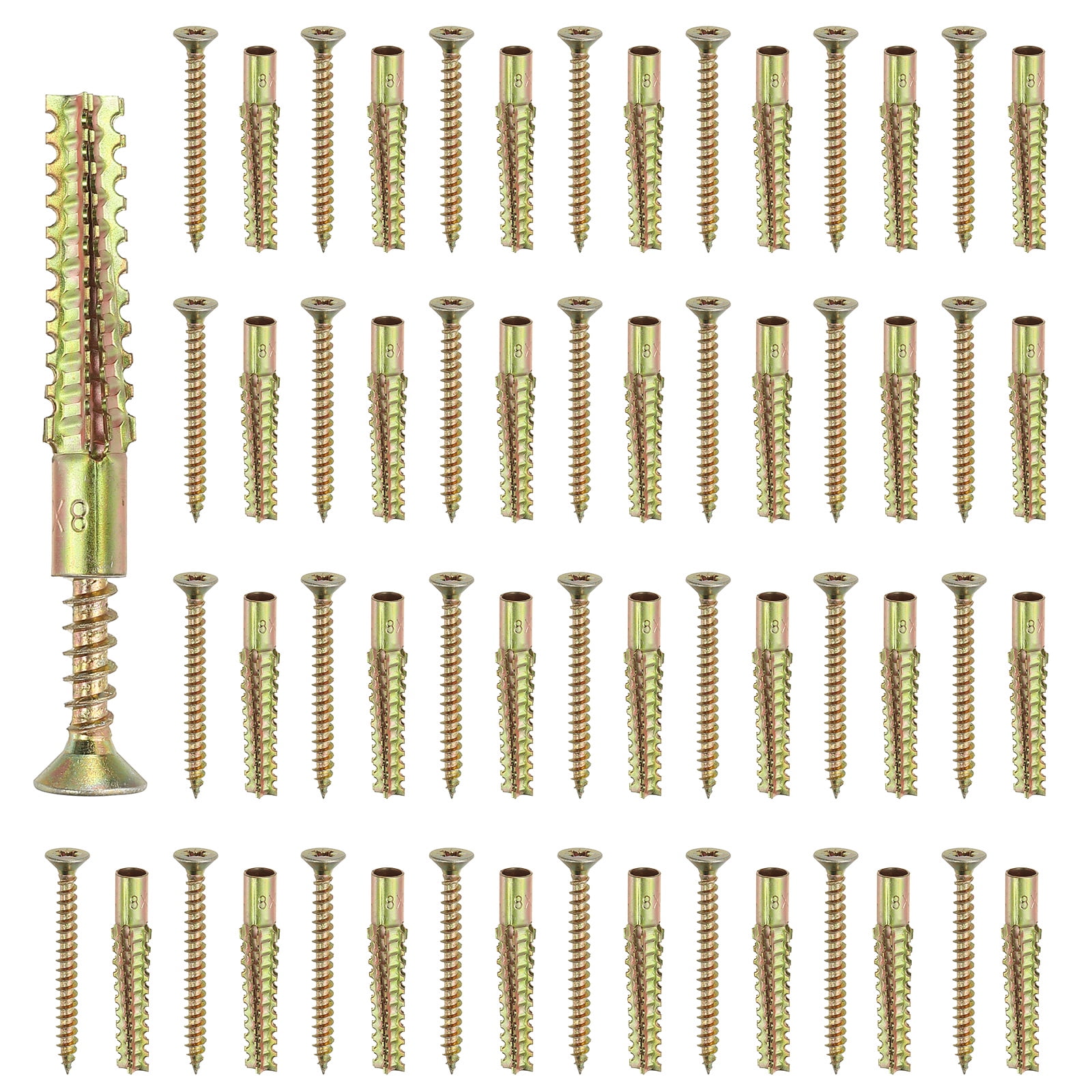 Uxcell 30 Pcs Drywall Hollow Wall Anchors with Screws, 0.24 x 2.36'' Heavy Duty Steel Wall Anchors Kit, Dry Wall Anchors for Concrete Wall Plaster Wall, Multicolor