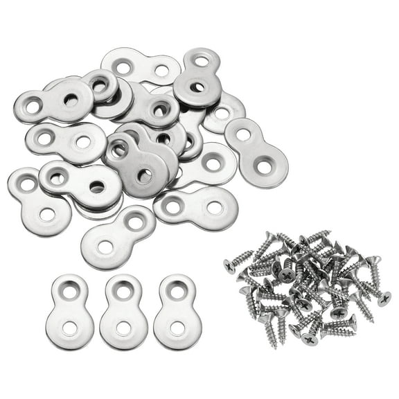 Uxcell 30 Pcs Figure 8 Fastener with Screws, Table Top Mounting Clips for Wood, Silver