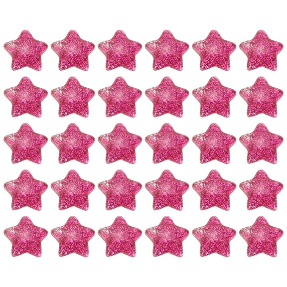 Uxcell 30 Pcs Flat Back Resin Charms, Glitter Star Charms Bulk Mini Star Shape Flat Back Beads Embellishments for DIY Crafts, Rose Red