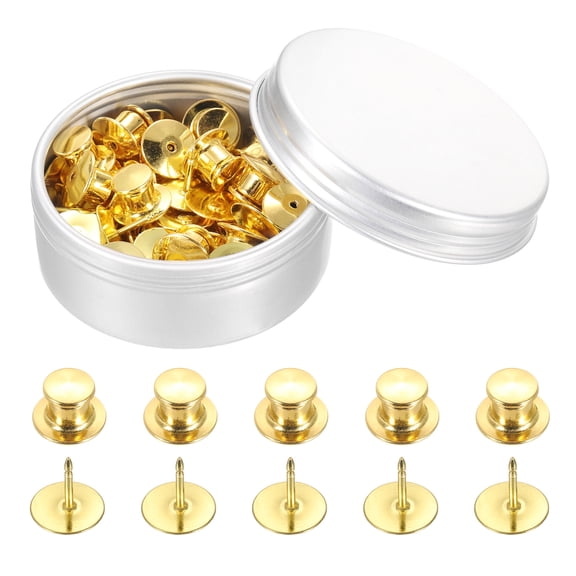 Uxcell 30 Pcs Gold Metal Pin Backs Locking Pin Keepers Locking Clasp for Badge Crafts