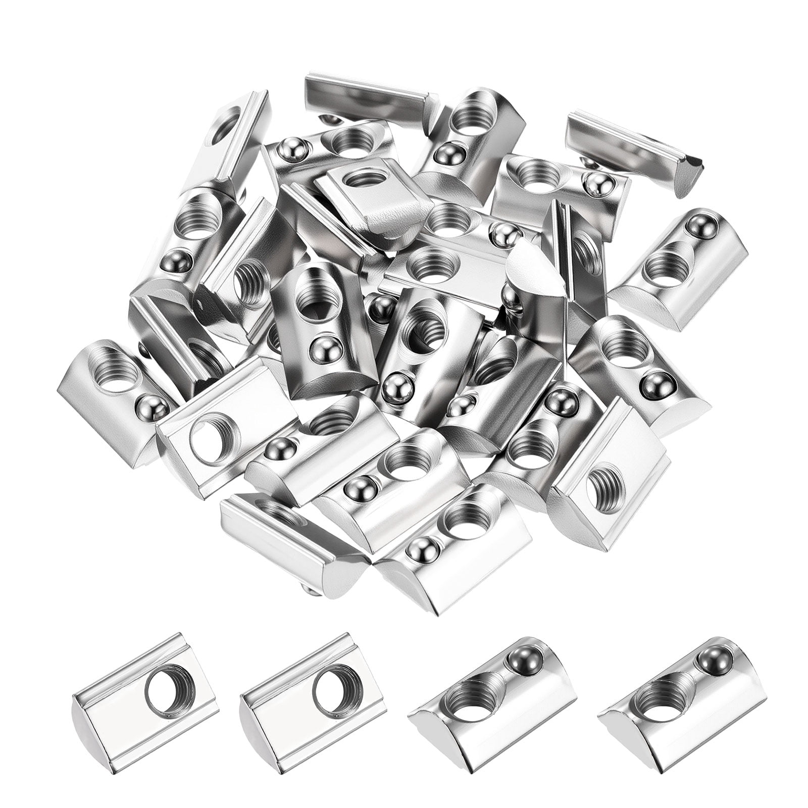 Uxcell 30 Pcs Half Round t Spring Nut - [M8-1.25] 4545 Series Roll in ...