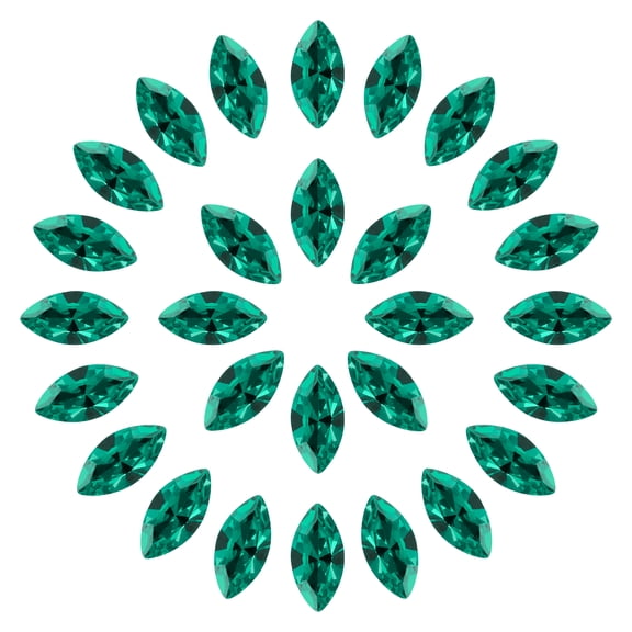 Uxcell 30 Pcs Horse Eye Shape Rhinestones, 10 x 5 mm Marquise Point Back Rhinestone Beads Glass Crystal Faceted Gems for Jewelry Making DIY Crafts Costume Crystal, Peacock Green