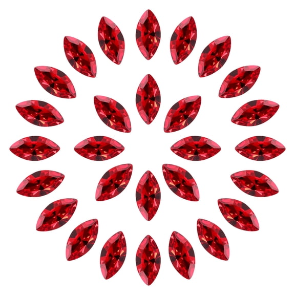 Uxcell 30 Pcs Horse Eye Shape Rhinestones, 10 x 5 mm Marquise Point Back Rhinestone Beads Glass Crystal Faceted Gems for Jewelry Making DIY Crafts Costume Crystal, Red
