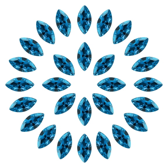 Uxcell 30 Pcs Horse Eye Shape Rhinestones, 10 x 5 mm Marquise Point Back Rhinestone Beads Glass Crystal Faceted Gems for Jewelry Making DIY Crafts Costume Crystal, Peacock Blue