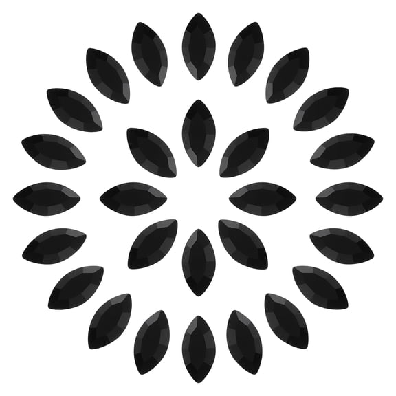 Uxcell 30 Pcs Horse Eye Shape Rhinestones, 10 x 5 mm Marquise Point Back Rhinestone Beads Glass Crystal Faceted Gems for Jewelry Making DIY Crafts Costume Crystal, Black