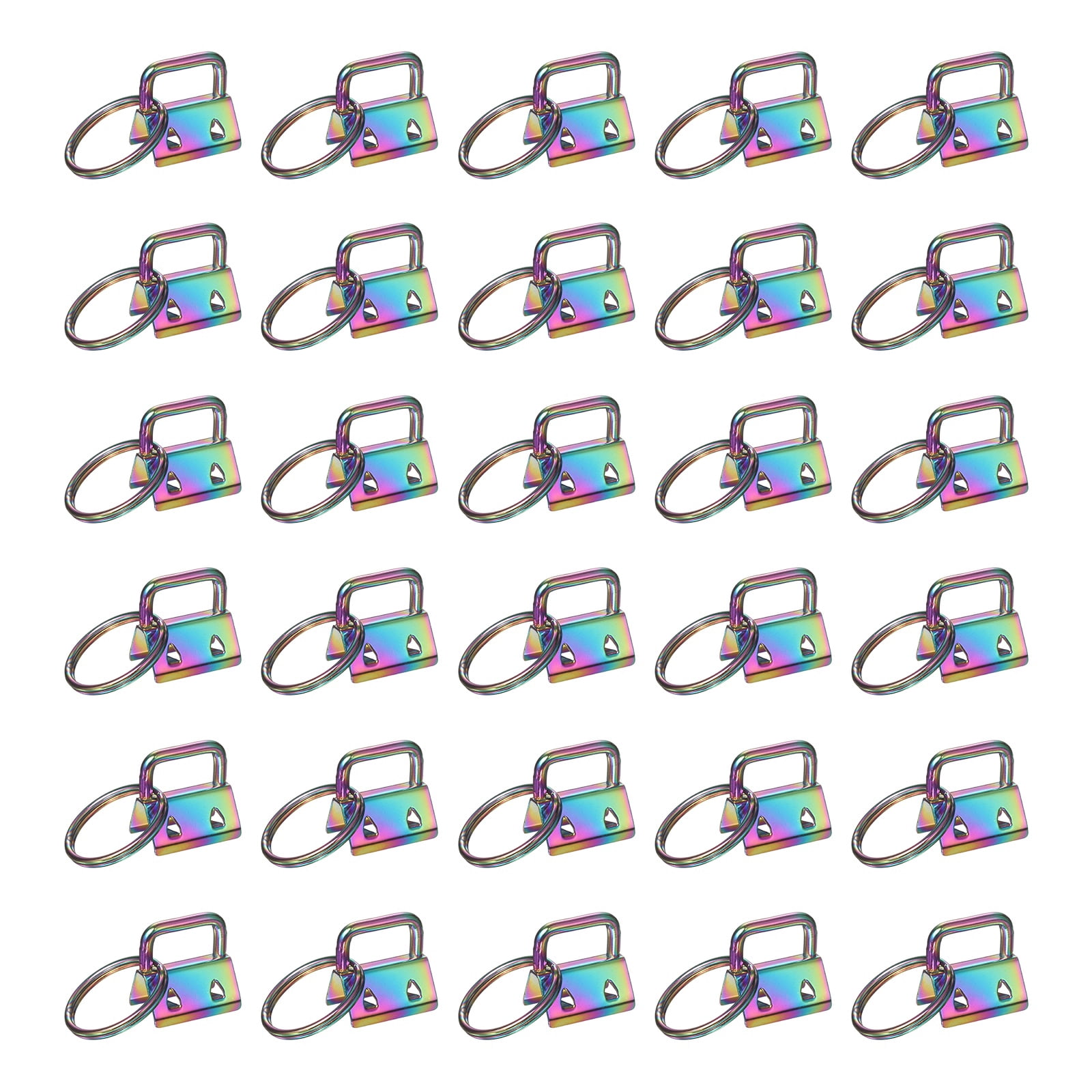 Uxcell 30 Pcs Key Fob Hardware, 0.8in 20mm Wristlet Clasp Sets with Key Rings for Keychain Making Supplies Lanyards Bag DIY Crafts, Colorful