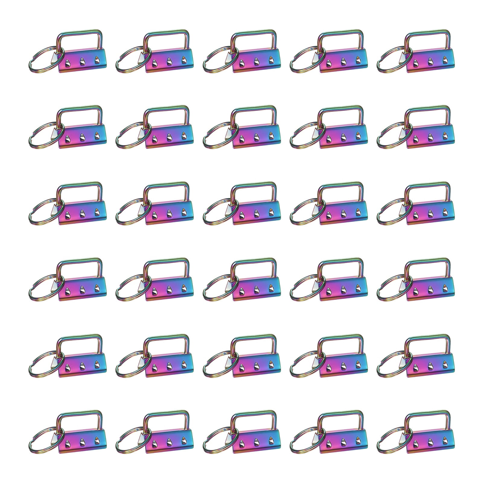 Uxcell 30 Pcs Key Fob Hardware, 1.3in 32mm Wristlet Clasp Sets with Key Rings for Keychain Making Supplies Lanyards Bag DIY Crafts, Colorful