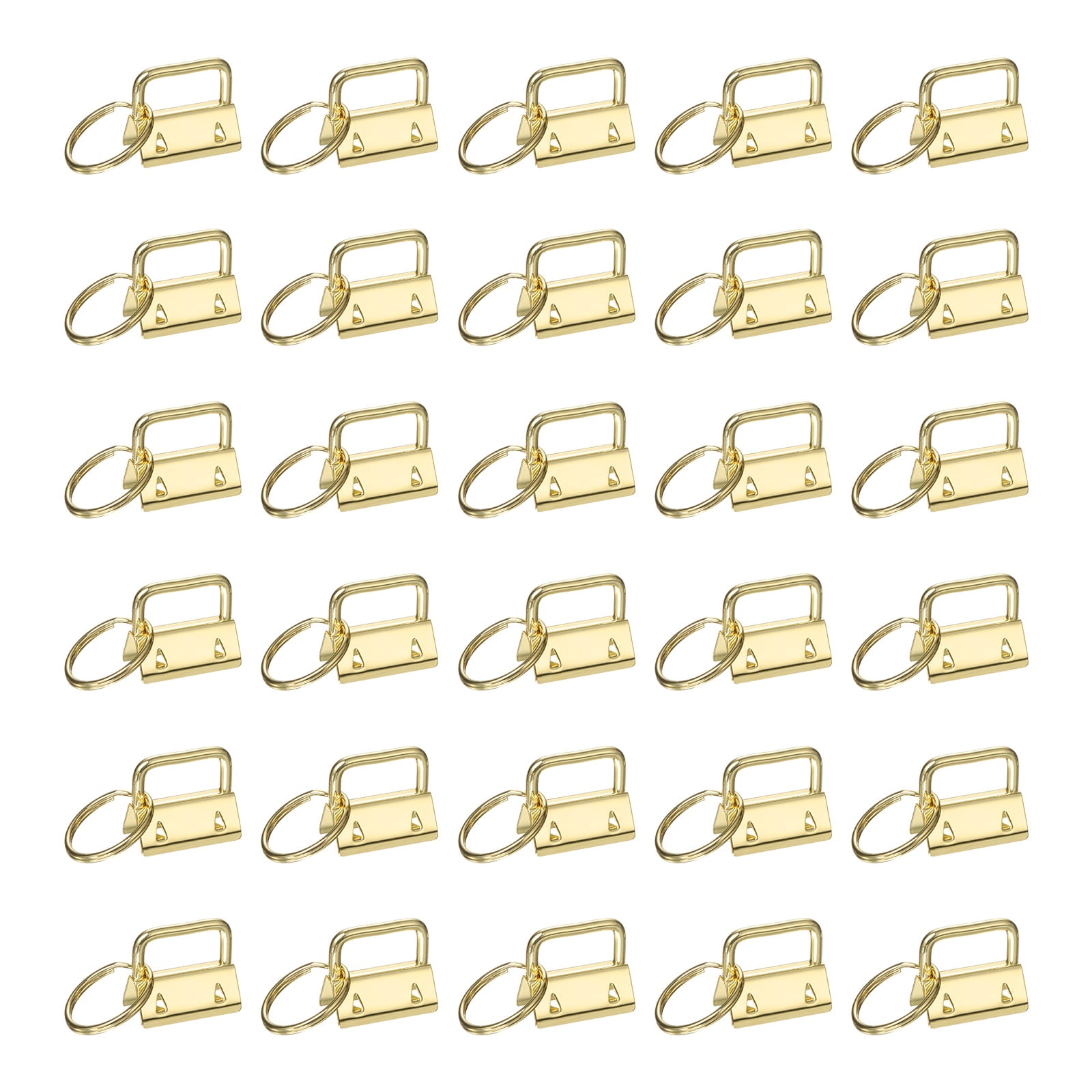 Uxcell 30 Pcs Key Fob Hardware, 1in 26mm Wristlet Clasp Sets with Key Rings for Keychain Making Supplies Lanyards Bag DIY Crafts, Gold
