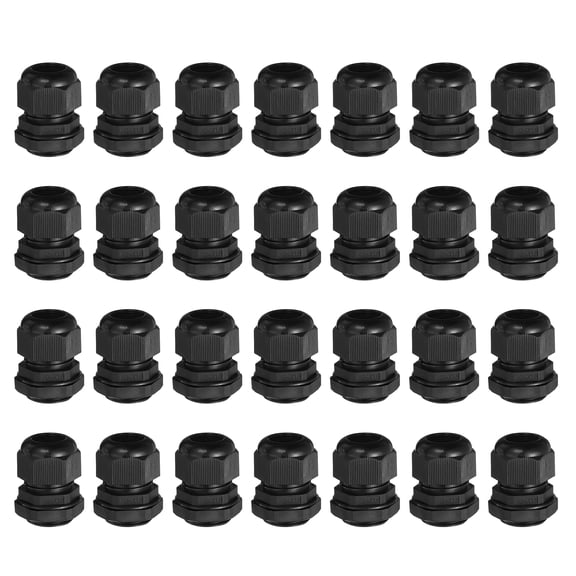 Uxcell 30 Pcs M24 Cable Gland, 12-15mm Wire Hole Waterproof Nylon Cable Joint for Cable Fixing, Wiring, Repairing, Gland Replacement, Electrical Appliances, Black