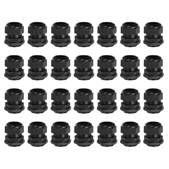Uxcell 30 Pcs M32 Cable Gland, 16-21mm Wire Hole Waterproof Nylon Cable Joint for Cable Fixing, Wiring, Repairing, Gland Replacement, Electrical Appliances, Black