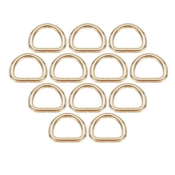 Uxcell 30 Pcs Metal D Rings 3/4" ID 0.15 inch Thickness Opening Zinc Alloy for Keyrings Bags Straps Belts Light Gold