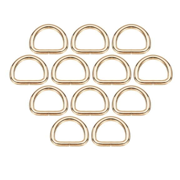 Uxcell 30 Pcs Metal D Rings 3/4" ID 0.15 inch Thickness Opening Zinc Alloy for Keyrings Bags Straps Belts Light Gold