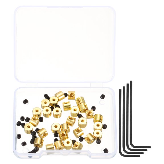 Uxcell 30 Pcs Metal Locking Pin Backs, Locking Pin Keepers Locking Clasp 5mm(H) with 4 Wrench Replacement in Storage Case , Gold Tone