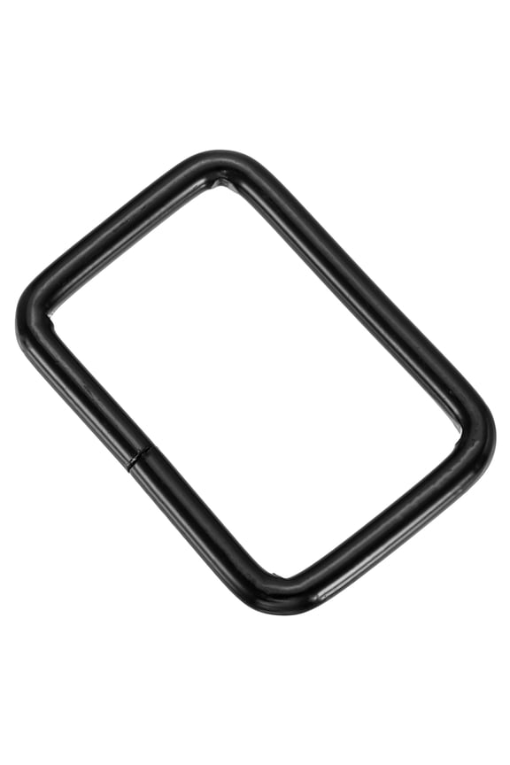 30 Pcs Metal Rectangle Ring, 1-1/2 x 1" Rectangle Buckle Ring Webbing Belts Buckle Metal Rings for Bag Belt Keychains DIY Loop Purse Making, Black