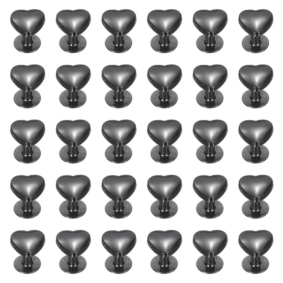 Uxcell 30 Pcs Metal Stud Rivets 10mm Heart Shape Decoration Screw Back Studs, Black