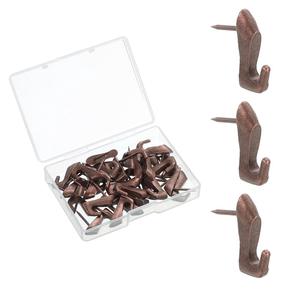 Uxcell 30 Pcs Push Pin Picture Hooks, Zinc Alloy Picture Hanging Nails, Copper