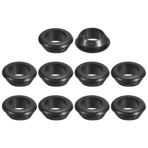 Uxcell 30 Pcs Rubber Grommets, 16mm ID 20mm Drill Hole Double Sided Hollow Firewall Hole Plugs, Black