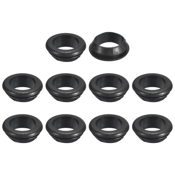 Uxcell 30 Pcs Rubber Grommets, 18mm ID 22mm Drill Hole Double Sided Hollow Firewall Hole Plugs, Black