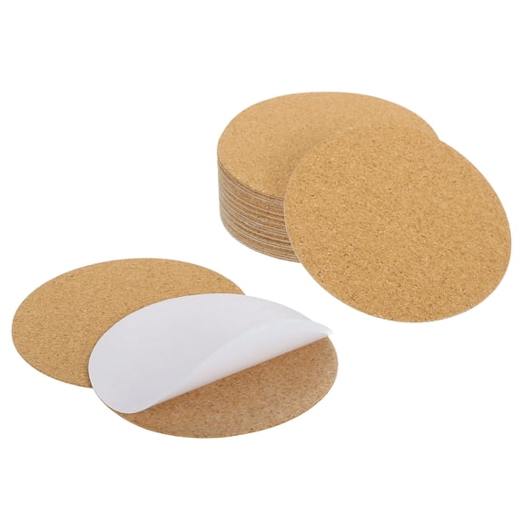 Uxcell 30 Pcs Self-Adhesive Cork Round, 3.5"x 3.5"Round Coasters 0.04" Thick, Brown