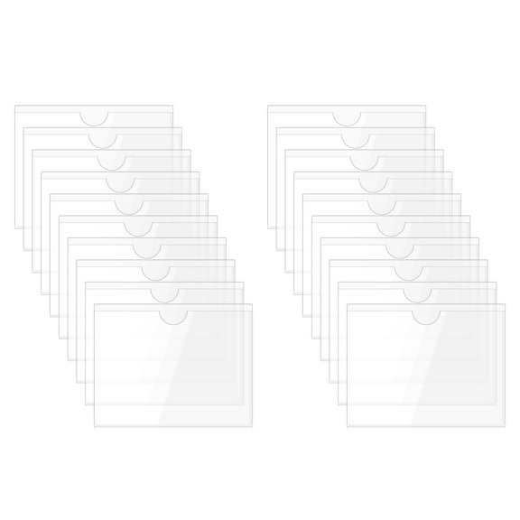 Uxcell 30Pcs Self Adhesive Index Card Pockets with Top Open for Loading, 2.8 x 3.5 Inch Clear Index Card Label Holder Photo Sleeves for Office Home Library Card Storage Bin