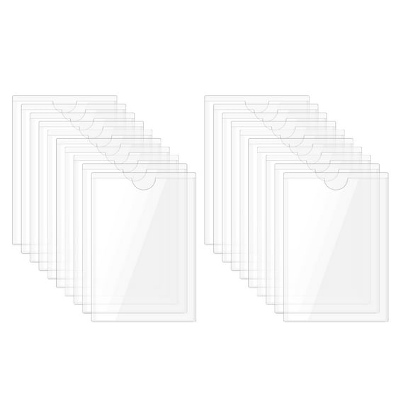 Uxcell 30Pcs Self Adhesive Index Card Pockets with Top Open for Loading, 3.9 x 2.8 Inch Clear Index Card Label Holder Photo Sleeves for Office Home Library Card Storage Bin