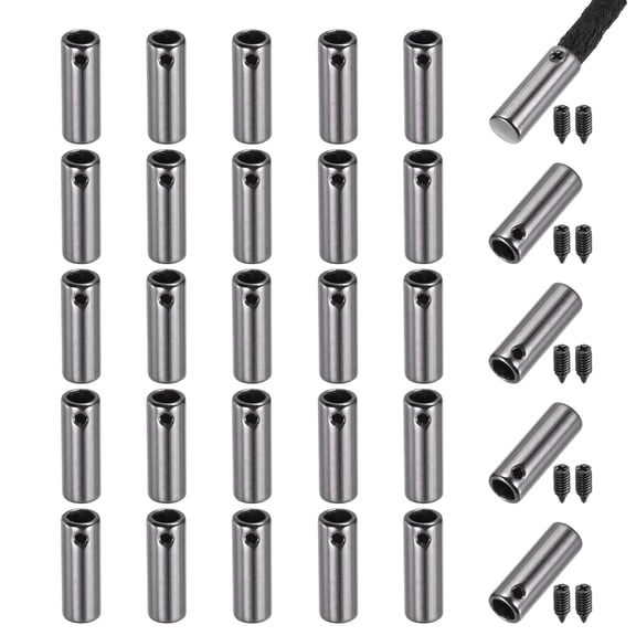 Uxcell 30 Pcs Shoelace Tips, 20mm Metal Aglets Shoes Lace Cords End Tip Cap Replacement with Screw for Canvas Sneakers DIY Clothes Strings, Light Black