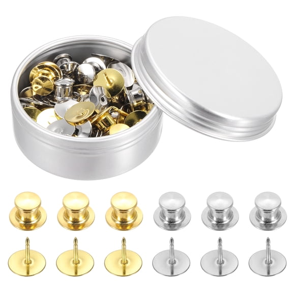Uxcell 30 Pcs Silver Gold Metal Pin Backs Locking Pin Keepers Locking Clasp for Badge Crafts