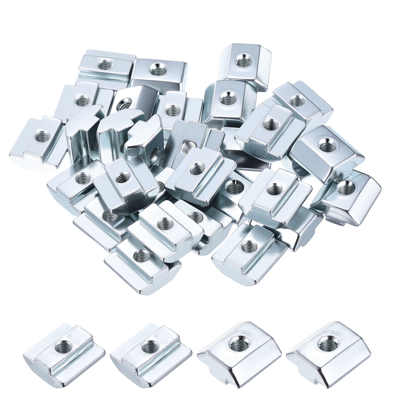 Uxcell 30 Pcs Sliding t Nuts - [M5-0.8] 4040 Series Hammer Nuts Zinc Plated Carbon Steel for Aluminum Extrusion Profile Hardware Accessories, Blue White