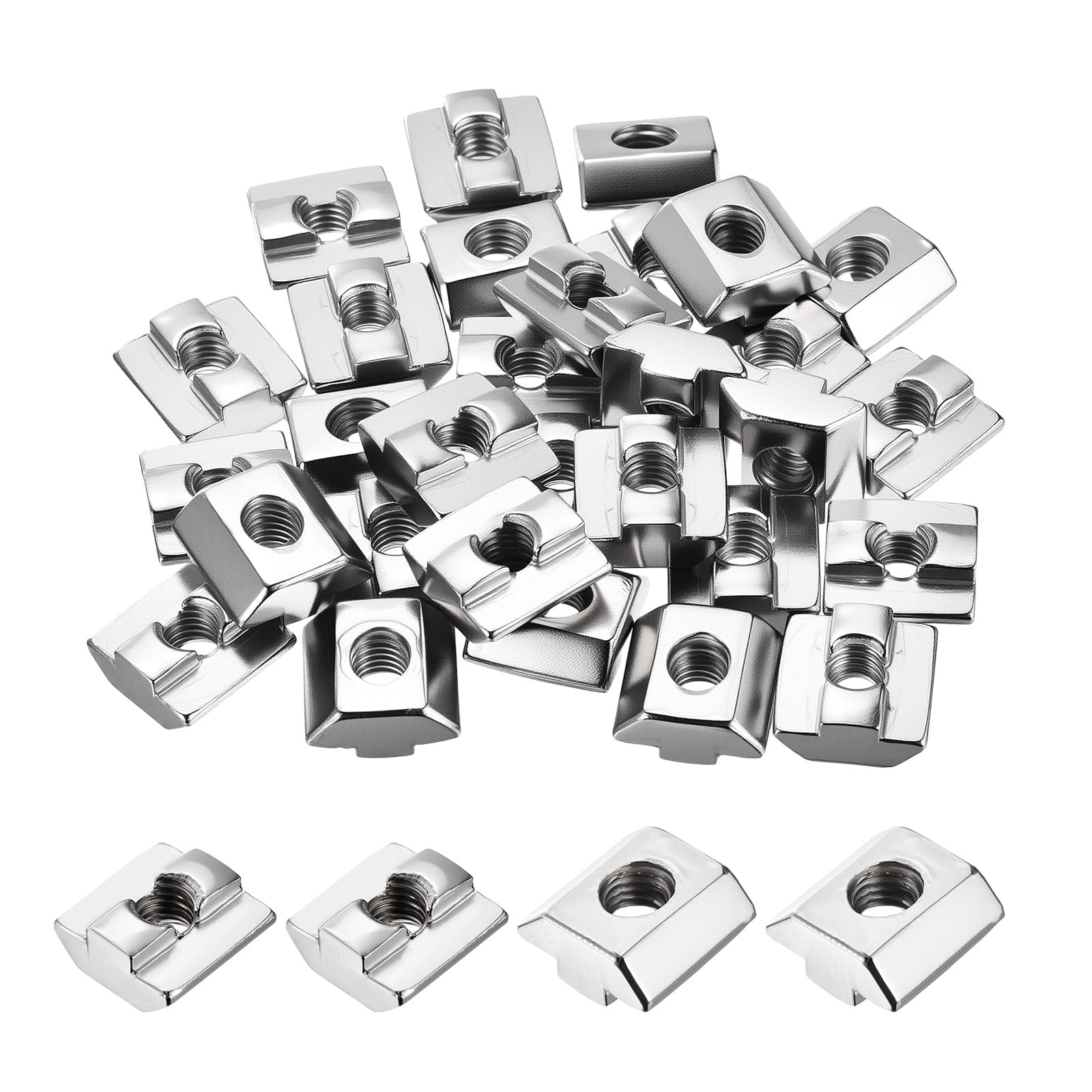 Uxcell 30 Pcs Sliding t Nuts - [M8-1.25] 4040 Series Hammer Nuts Nickel Plated Carbon Steel for Aluminum Extrusion Profile Hardware Accessories, Silver
