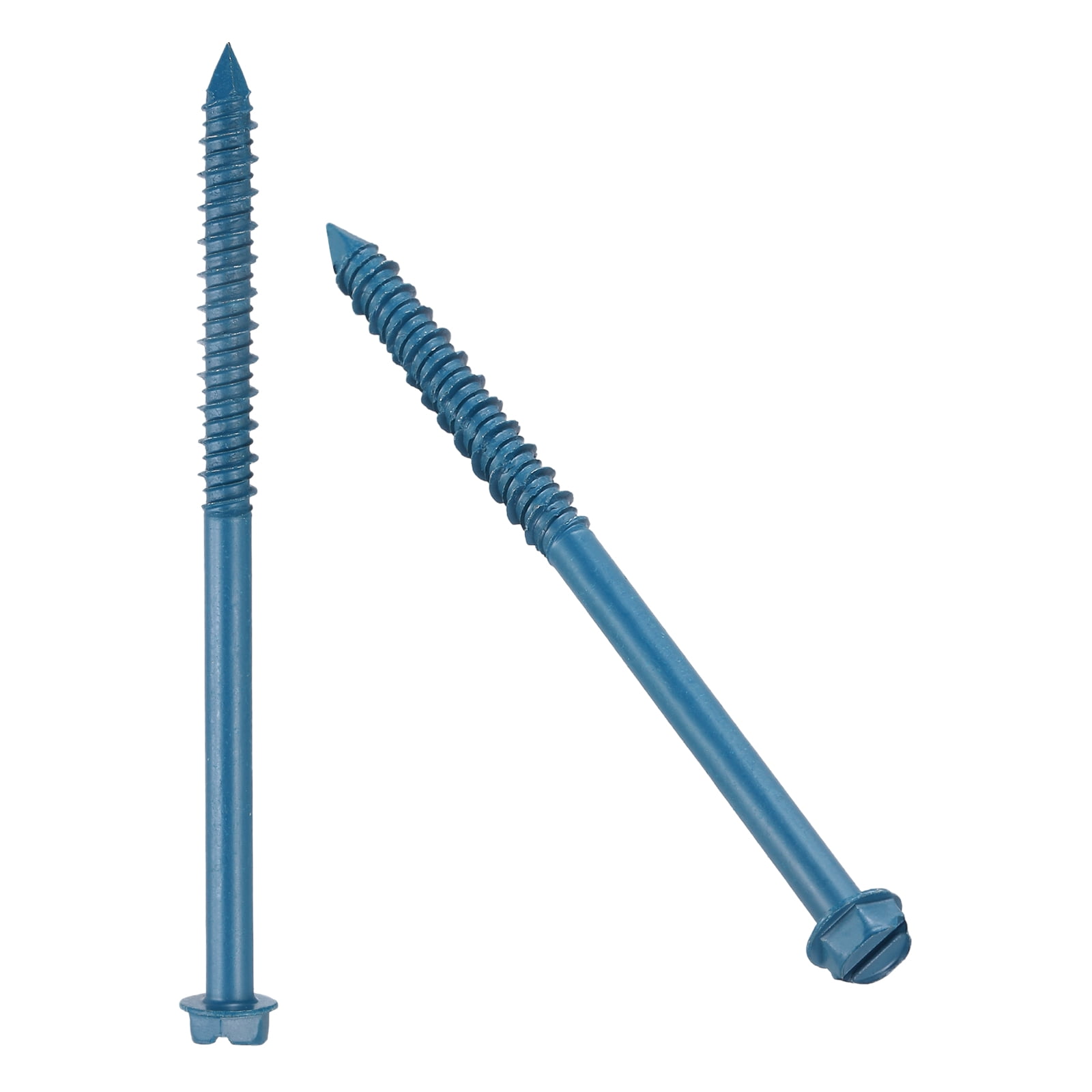Uxcell 30 Pcs Slotted Hex Concrete Screws, 1/4"x4"Carbon Steel Concrete Screws Hexagonal Head Flange Slot for Anchoring to Masonry, Concrete Brick Stucco, Block Wall, Blue