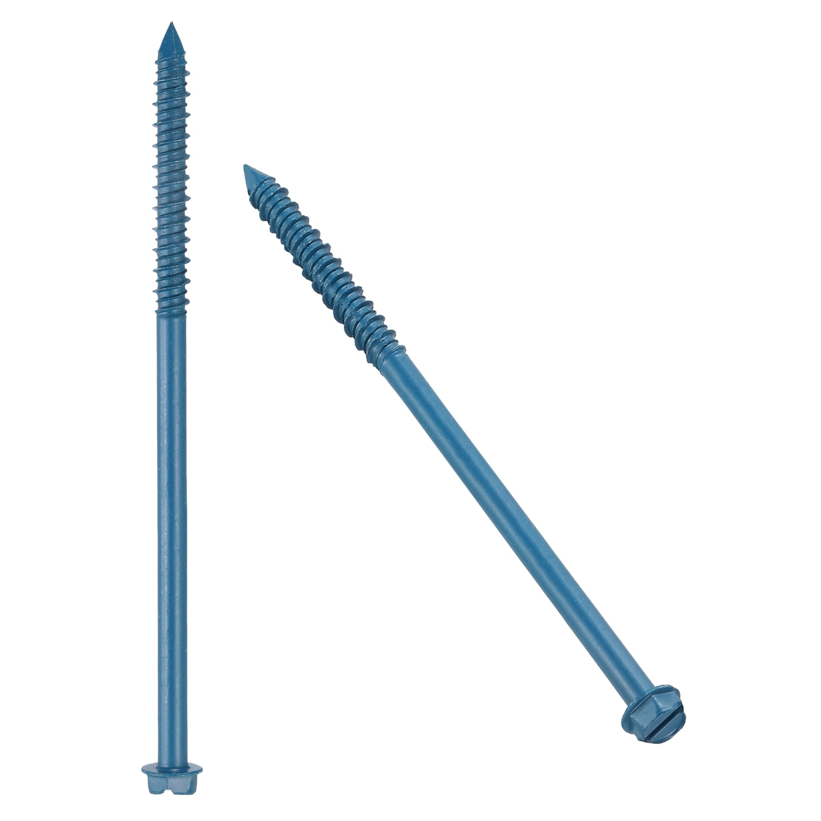 Uxcell 30 Pcs Slotted Hex Concrete Screws, 1/4"x5"Carbon Steel Concrete Screws Hexagonal Head Flange Slot for Anchoring to Masonry, Concrete Brick Stucco, Block Wall, Blue