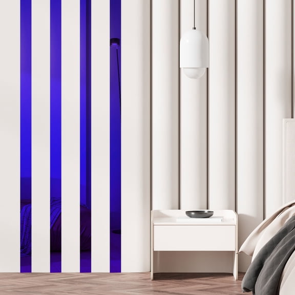 Uxcell 30 Pcs Striped Mirror Stickers, 1.57'' x 11.8'' Mirror Wall Stickers Self Adhesive Acrylic Wall Decals Peel and Stick Mirror Strips Removable for Home Art Wall Decor, Blue