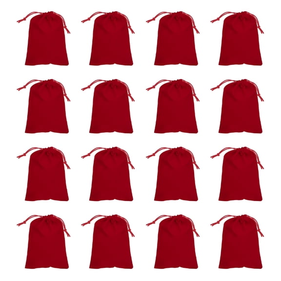 Uxcell 30 Pcs Velvet Drawstring Bags, 7 x 5 Inch Large Velvet Cloth Jewelry Gift Pouches with Drawstring, Favor Candy Bag Dust Bag for Wedding Birthday Party Christmas, Red