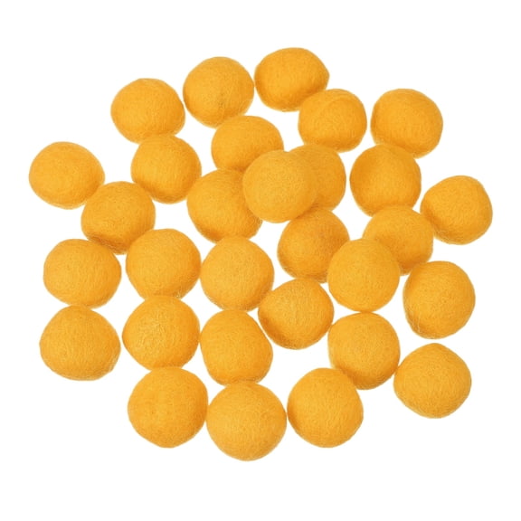 Uxcell 30 Pcs Wool Felt Balls Beads, 0.8 Inch Felt Pom Poms for Crafts, Handmade Pompoms Bulk Small Bead for Nursery Handicrafts and DIY Art Decoration, Dark Yellow