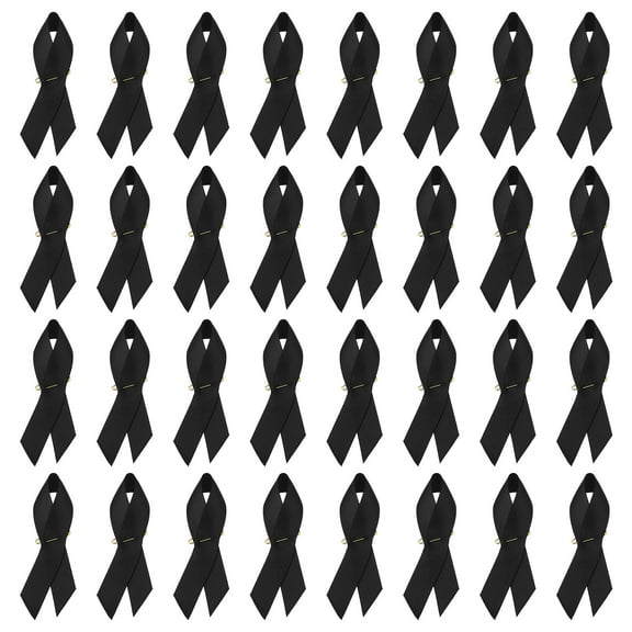 Uxcell 30 Pieces Black Polyester Ribbon Satin Pins, Awareness Ribbon Satin with Safety Pins