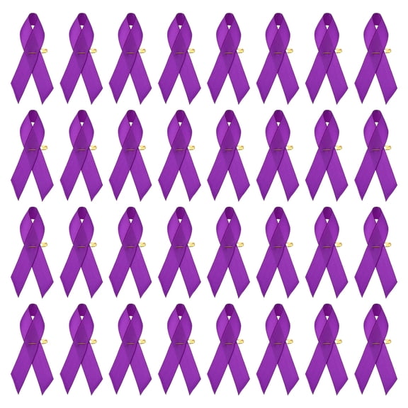 Uxcell 30 Pieces Purple Polyester Ribbon Satin Pins, Awareness Ribbon Satin with Safety Pins