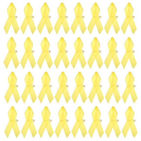Uxcell 30 Pieces Yellow Polyester Ribbon Satin Pins, Awareness Ribbon Satin with Safety Pins