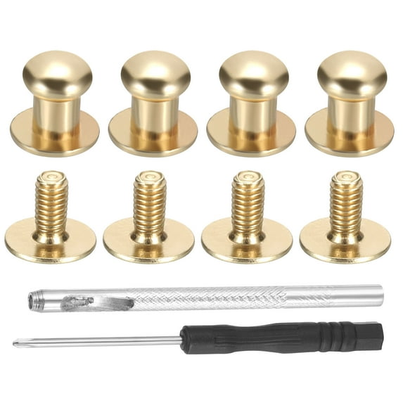 Uxcell 30 Set 8*7.5*6mm Spikes for Clothes Screw Flat Head Spikes Rivets Metal Light Gold