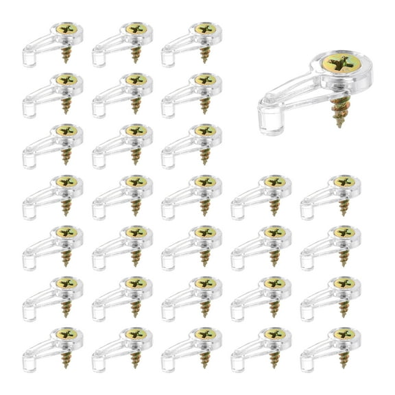 Uxcell 30 Set Glass Door Retainer Clips 3.5mm Circular Glass Clip Glass Cabinet Clips, Clear Plastic