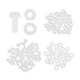 thumbnail image 1 of Uxcell 30 Set M2x6mm Nylon Plastic Cross Round Head Screw Phillips Bolts Hex Nuts Flat Washers Assortment Kit, Metric Full Thread Bolt Fasteners for DIY Machine Assembly, White, 1 of 7