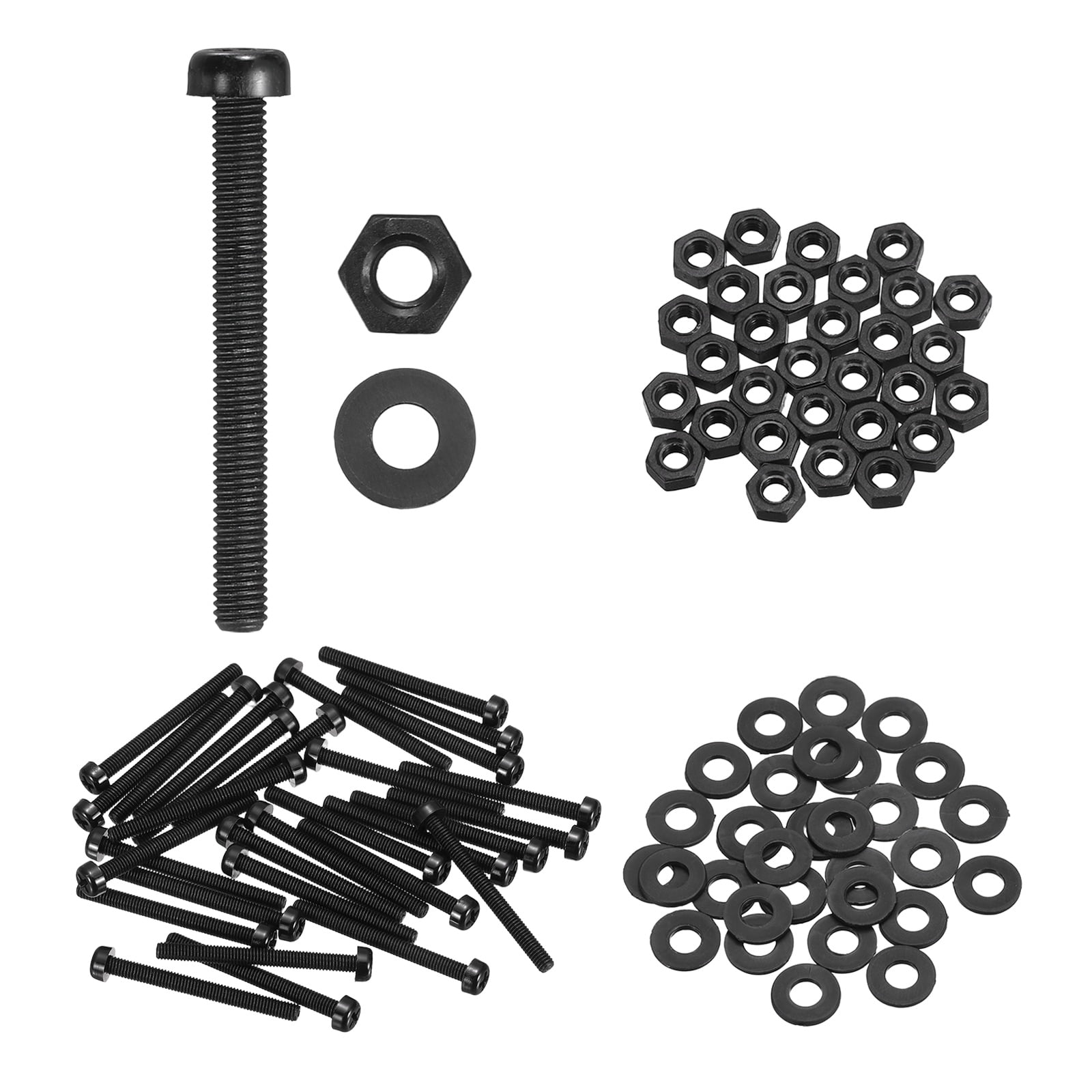 Uxcell 30 Set M3x30mm Nylon Plastic Cross Round Head Screw Phillips ...
