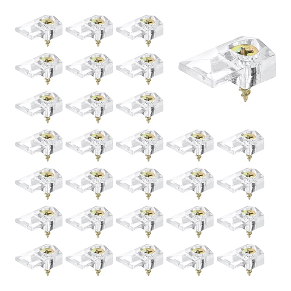 Uxcell 30 Set Mirror Holder Clips 4mm Circular Glass Clip Glass Cabinet Clips, Clear Plastic