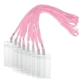 thumbnail image 1 of Uxcell 30 Set Name Tag Holders with Lanyard, Plastic Waterproof Badge Holder with Alligator Clip Lanyards for ID Badges Office Teacher Events Meetings, Pink(3x2 Inch), 1 of 6