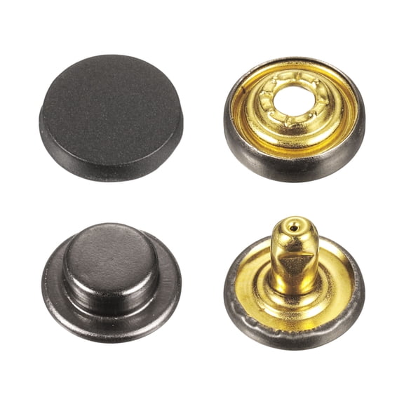 Uxcell 30 Set Press-Stud Cap Button 10mm Metal Snap Fastener for Canvas, Black