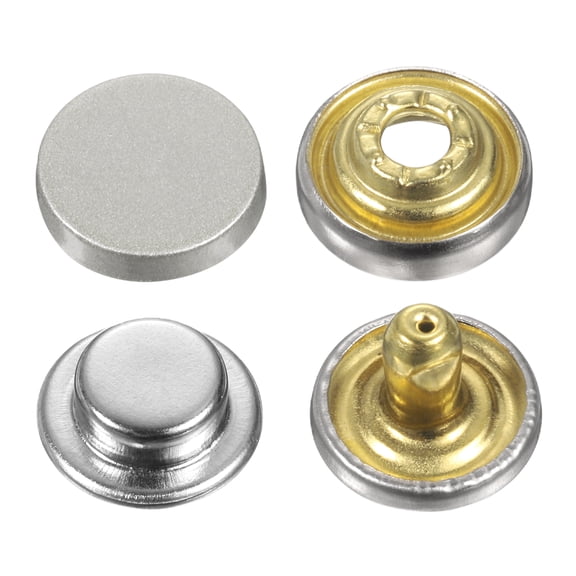 Uxcell 30 Set Press-Stud Cap Button 10mm Metal Snap Fastener for Canvas, Matte Sand