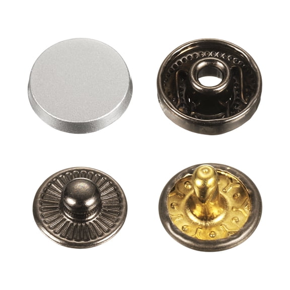 Uxcell 30 Set Press-Stud Cap Button 10mm Metal Snap Fastener for Leathers, Matte Sand