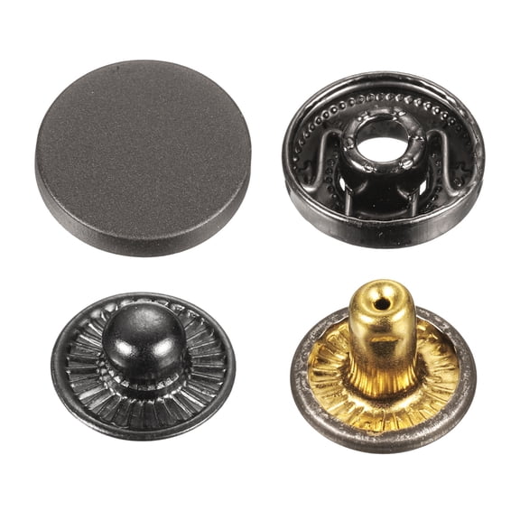 Uxcell 30 Set Press-Stud Cap Button 15mm Metal Snap Fastener for Bags, Black