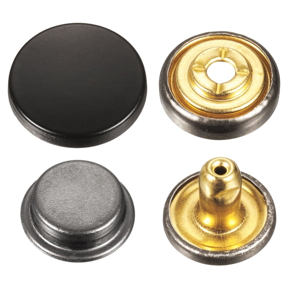 Uxcell 30 Set Press-Stud Cap Button 17mm Metal Snap Fastener for Canvas, Drak Black